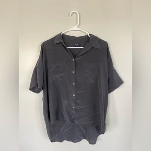 Madewell Silk Silver Button Down